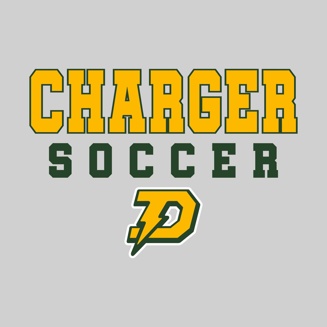 Midland Dow Chargers - Soccer - Outlined School Name with Soccer &amp; Mascot