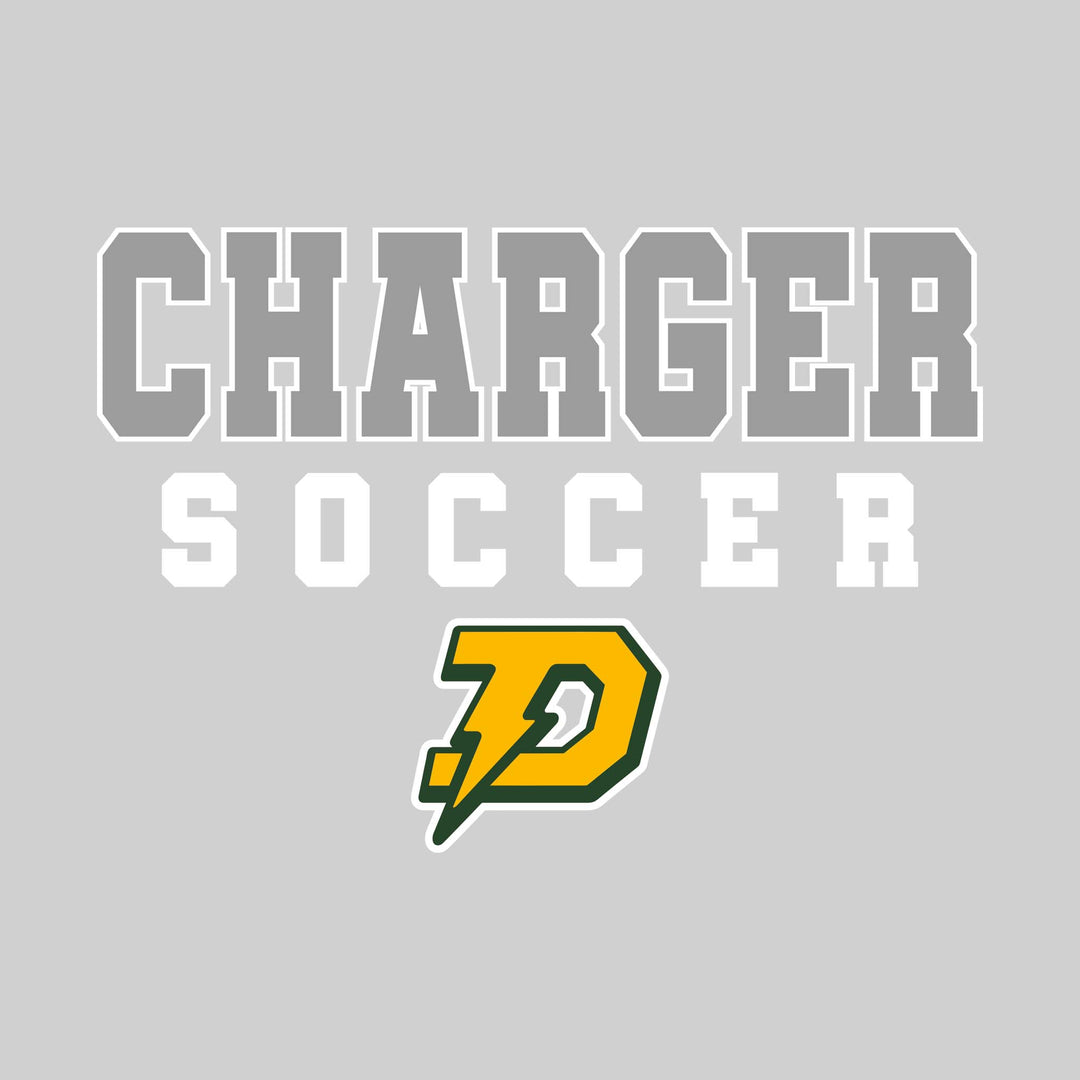 Midland Dow Chargers - Soccer - Outlined School Name with Soccer &amp; Mascot