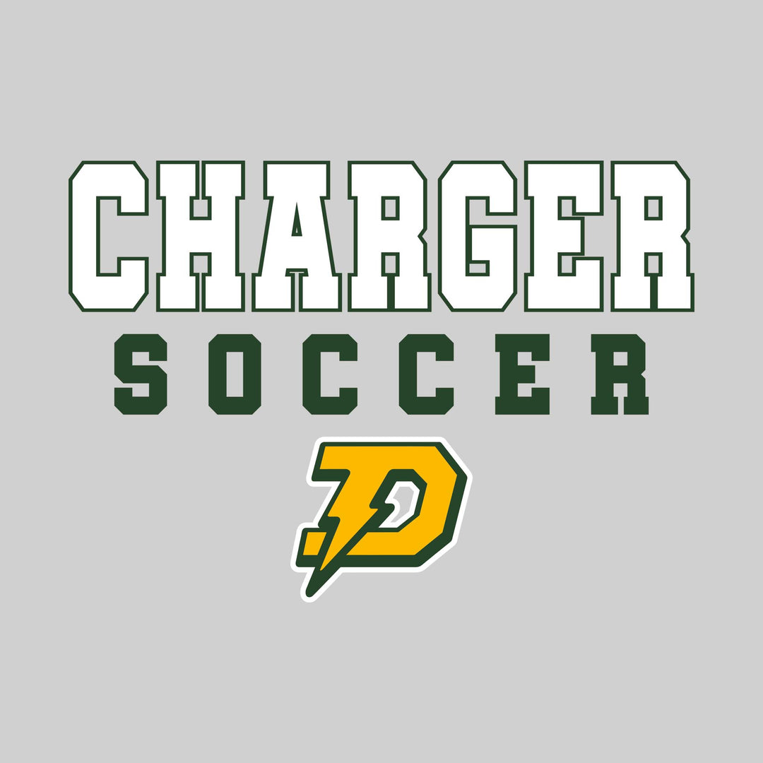 Midland Dow Chargers - Soccer - Outlined School Name with Soccer &amp; Mascot