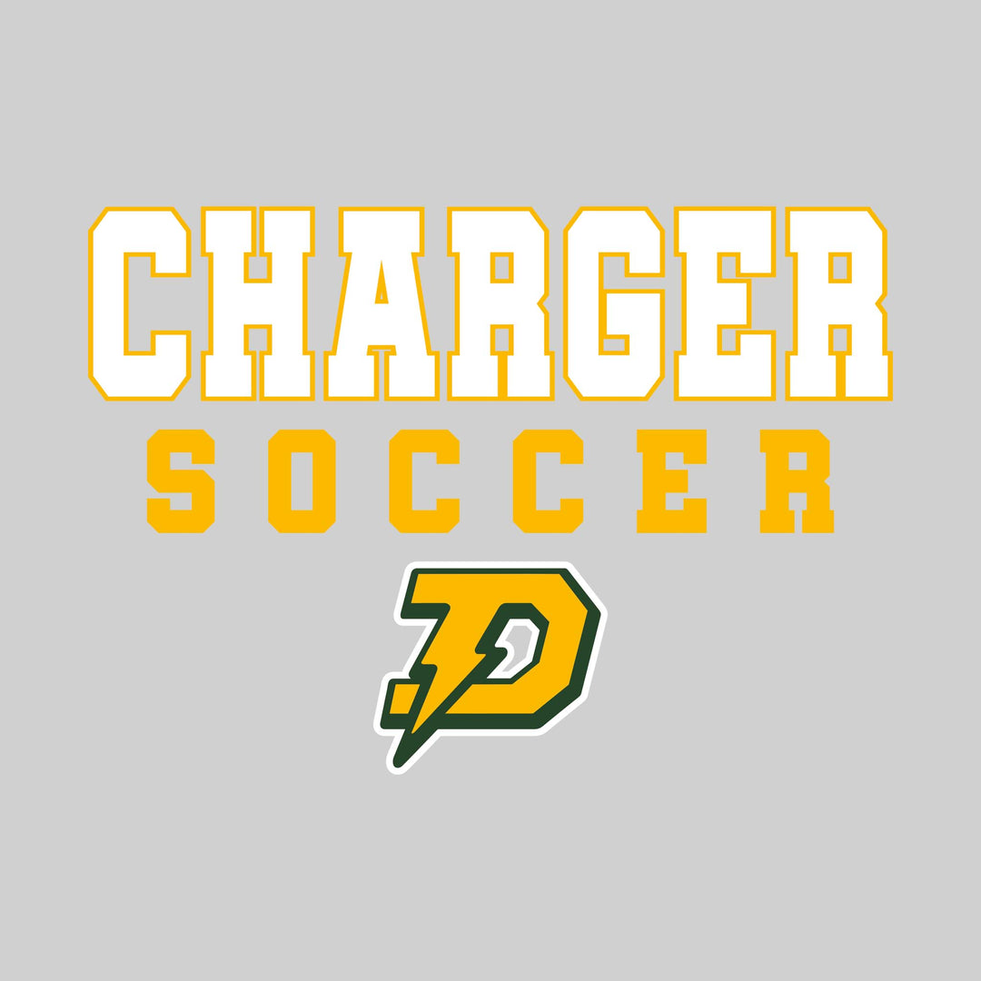 Midland Dow Chargers - Soccer - Outlined School Name with Soccer &amp; Mascot