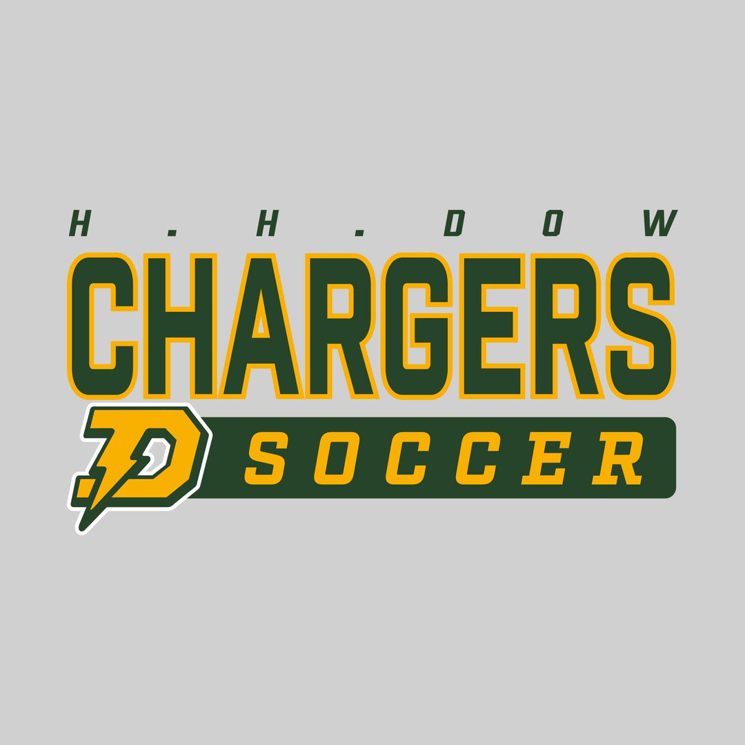 Midland Dow Chargers - Soccer - Outlined Mascot Name with Mascot &amp; Soccer