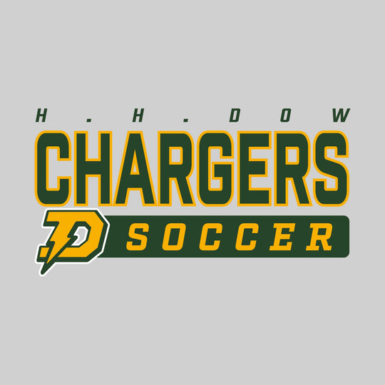 Midland Dow Chargers - Soccer - Outlined Mascot Name with Mascot &amp; Soccer