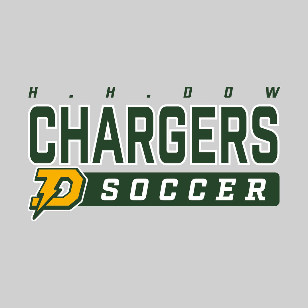 Midland Dow Chargers - Soccer - Outlined Mascot Name with Mascot &amp; Soccer