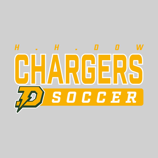 Midland Dow Chargers - Soccer - Outlined Mascot Name with Mascot &amp; Soccer