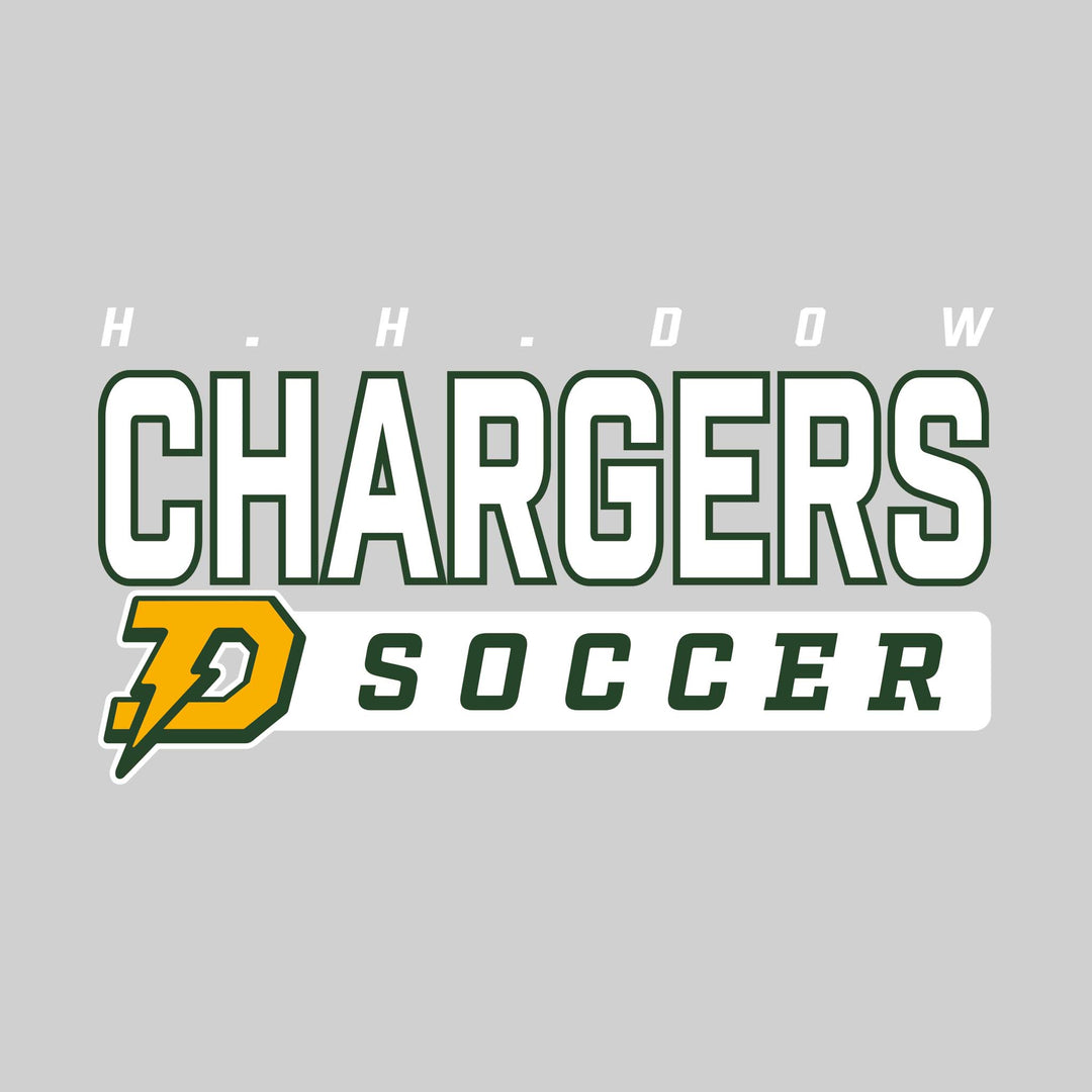 Midland Dow Chargers - Soccer - Outlined Mascot Name with Mascot &amp; Soccer