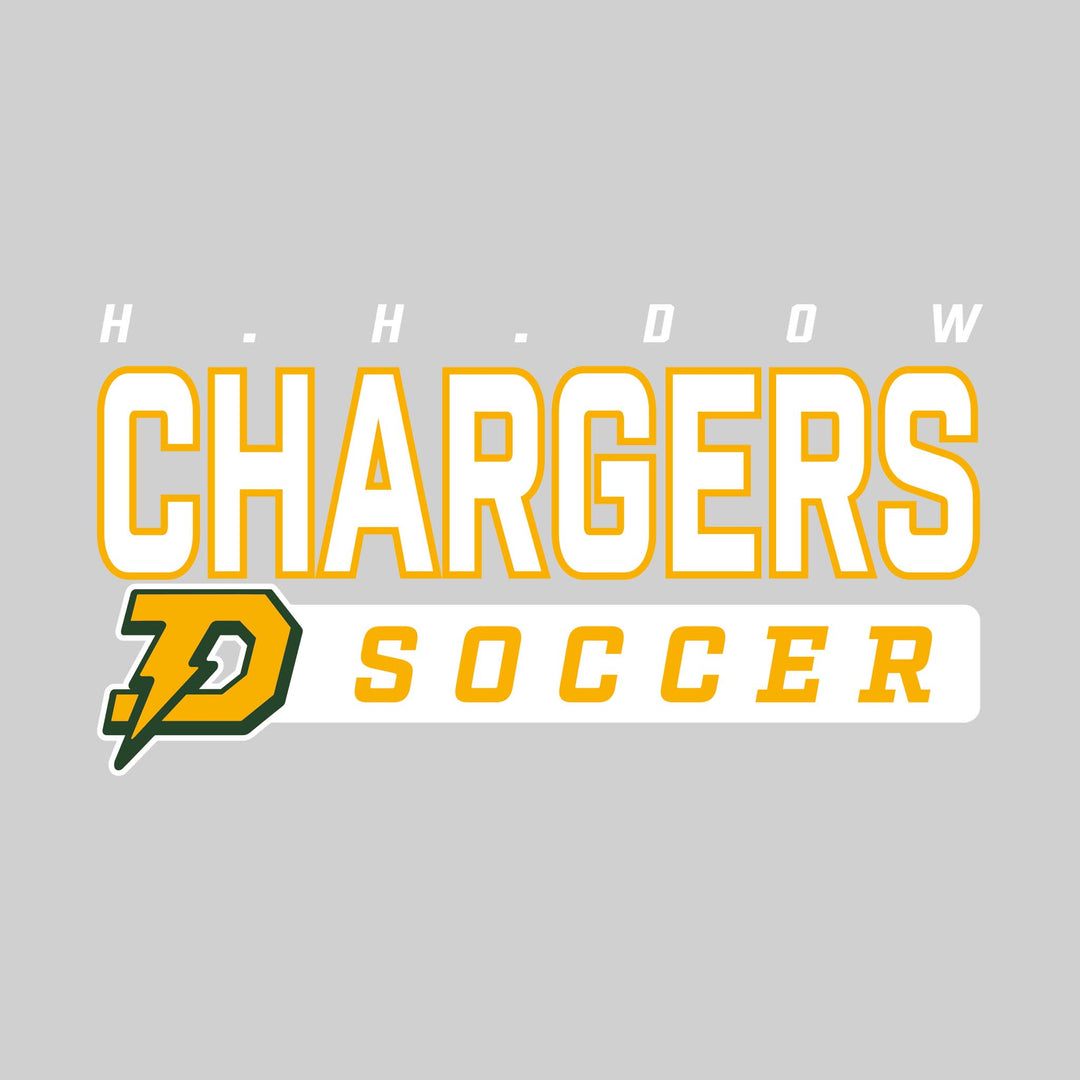 Midland Dow Chargers - Soccer - Outlined Mascot Name with Mascot &amp; Soccer