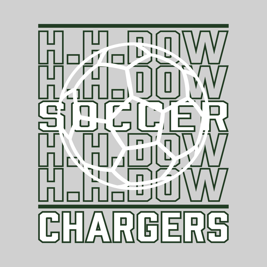 Midland Dow Chargers - Soccer - Repeated School Name with Soccer Ball Outline