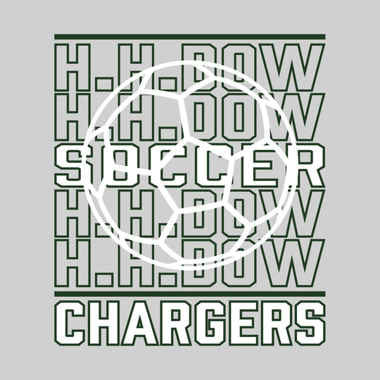 Midland Dow Chargers - Soccer - Repeated School Name with Soccer Ball Outline