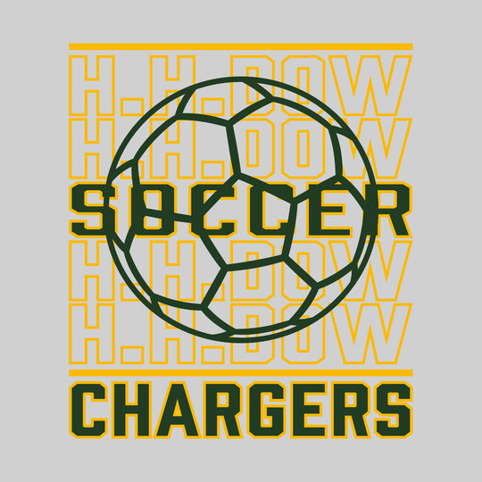 Midland Dow Chargers - Soccer - Repeated School Name with Soccer Ball Outline