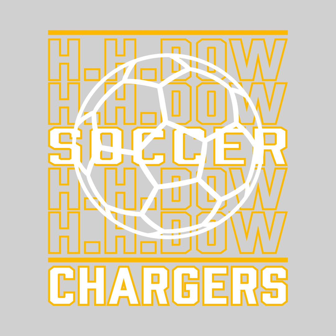 Midland Dow Chargers - Soccer - Repeated School Name with Soccer Ball Outline