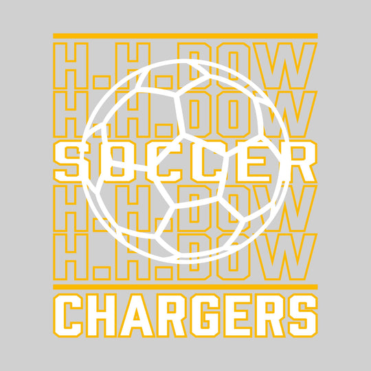 Midland Dow Chargers - Soccer - Repeated School Name with Soccer Ball Outline