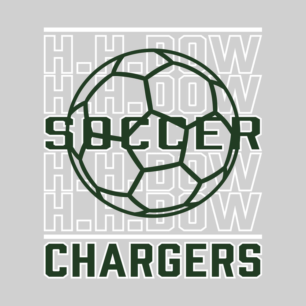 Midland Dow Chargers - Soccer - Repeated School Name with Soccer Ball Outline