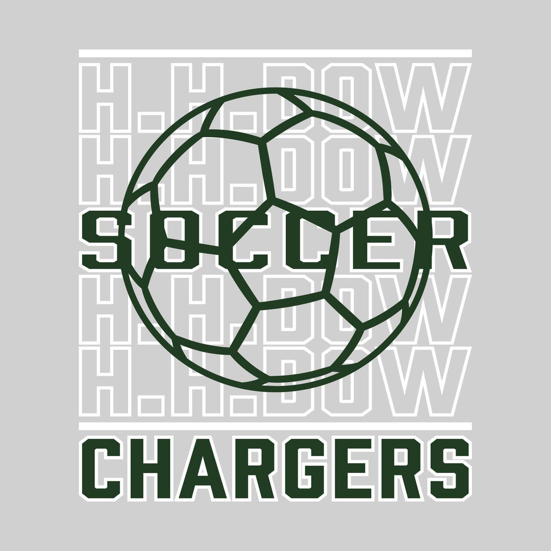Midland Dow Chargers - Soccer - Repeated School Name with Soccer Ball Outline