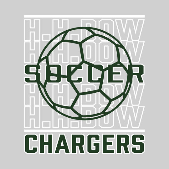 Midland Dow Chargers - Soccer - Repeated School Name with Soccer Ball Outline