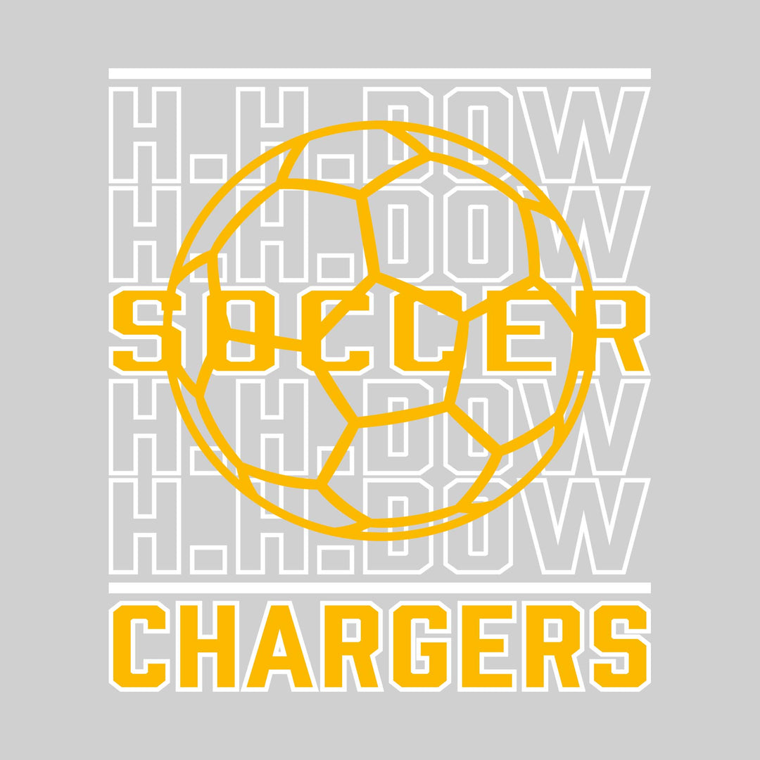 Midland Dow Chargers - Soccer - Repeated School Name with Soccer Ball Outline
