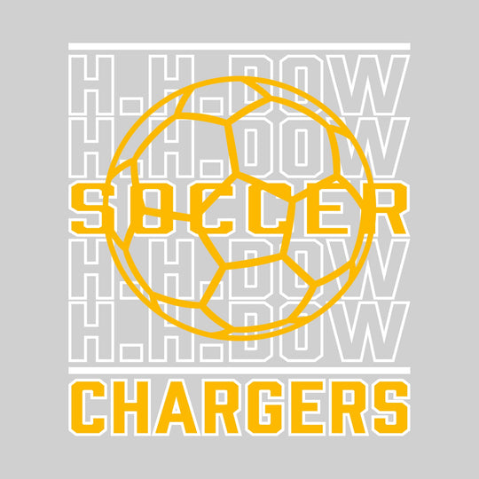 Midland Dow Chargers - Soccer - Repeated School Name with Soccer Ball Outline