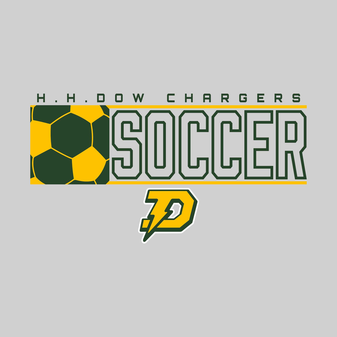 Midland Dow Chargers - Soccer - School Name with Squared Soccer Ball &amp; Mascot