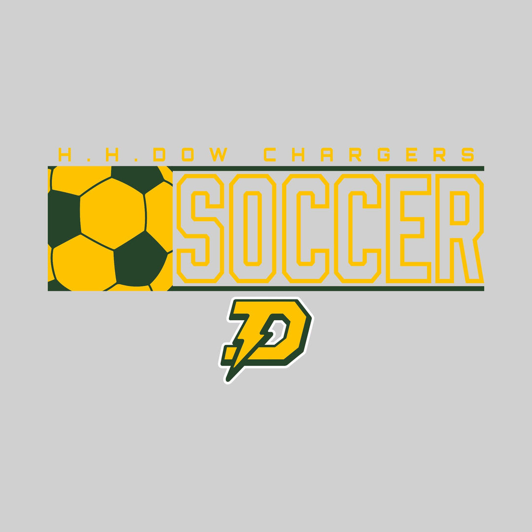 Midland Dow Chargers - Soccer - School Name with Squared Soccer Ball &amp; Mascot