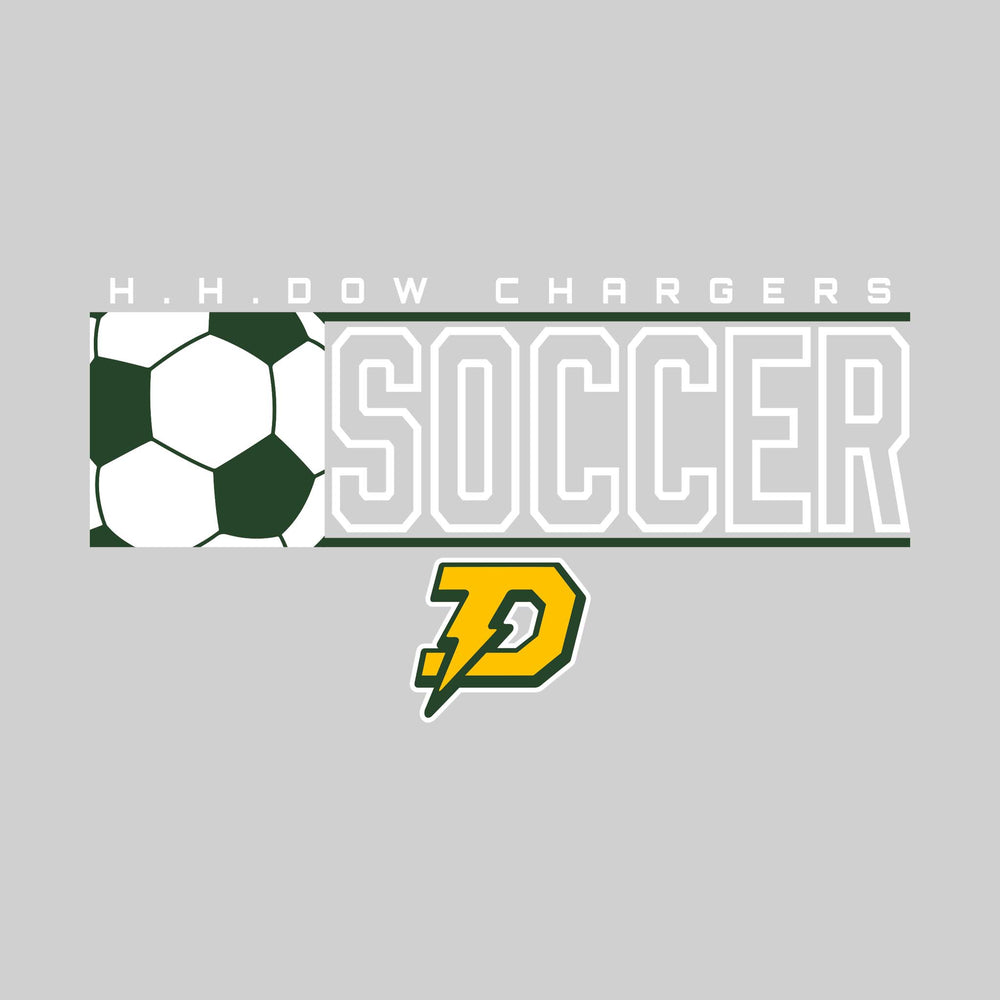 Midland Dow Chargers - Soccer - School Name with Squared Soccer Ball & Mascot