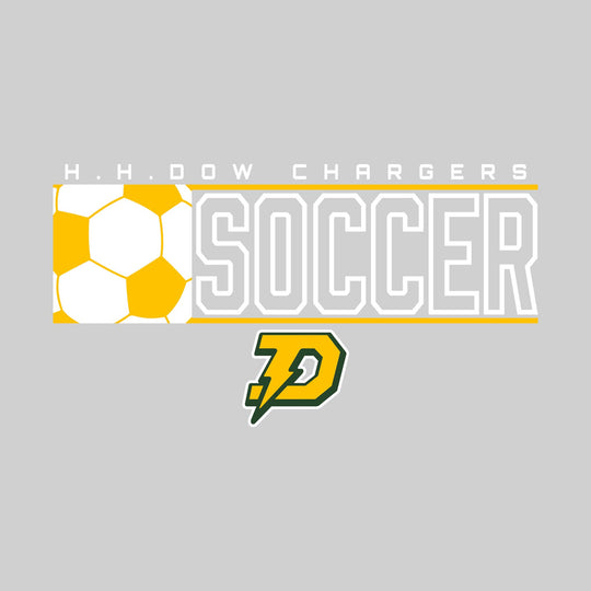 Midland Dow Chargers - Soccer - School Name with Squared Soccer Ball &amp; Mascot