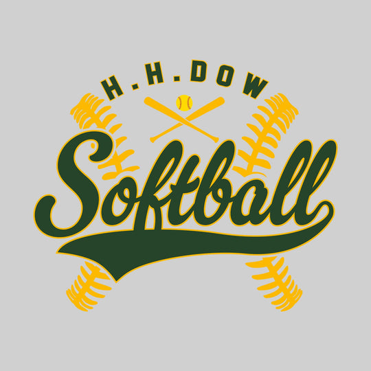 Midland Dow Chargers - Softball - Cursive Softball with Stitches &amp; Crossed Bats