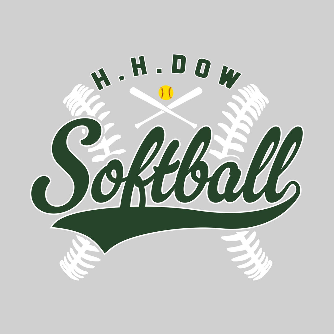 Midland Dow Chargers - Softball - Cursive Softball with Stitches &amp; Crossed Bats