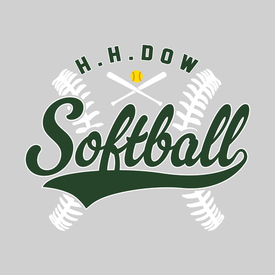 Midland Dow Chargers - Softball - Cursive Softball with Stitches &amp; Crossed Bats
