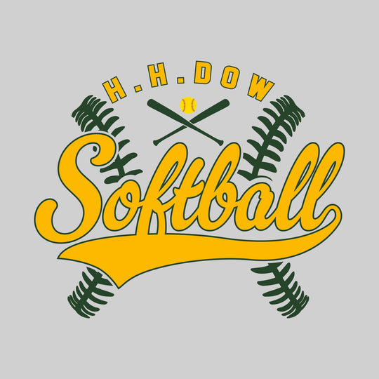 Midland Dow Chargers - Softball - Cursive Softball with Stitches &amp; Crossed Bats
