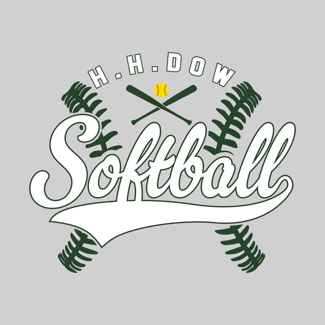 Midland Dow Chargers - Softball - Cursive Softball with Stitches &amp; Crossed Bats