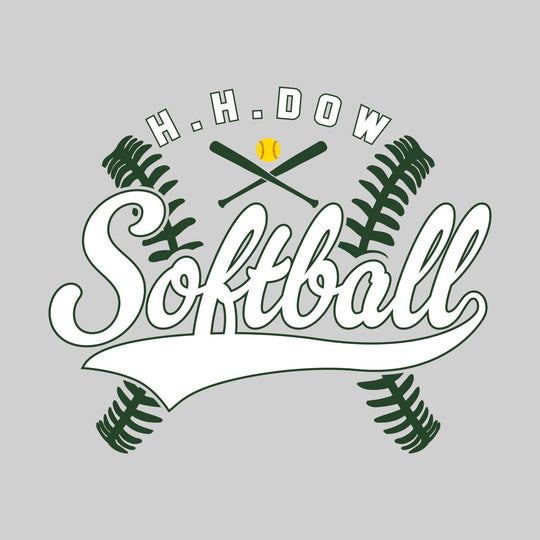 Midland Dow Chargers - Softball - Cursive Softball with Stitches &amp; Crossed Bats