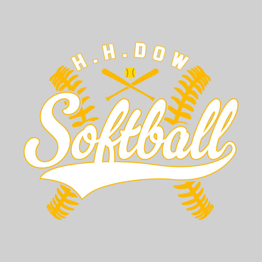 Midland Dow Chargers - Softball - Cursive Softball with Stitches &amp; Crossed Bats