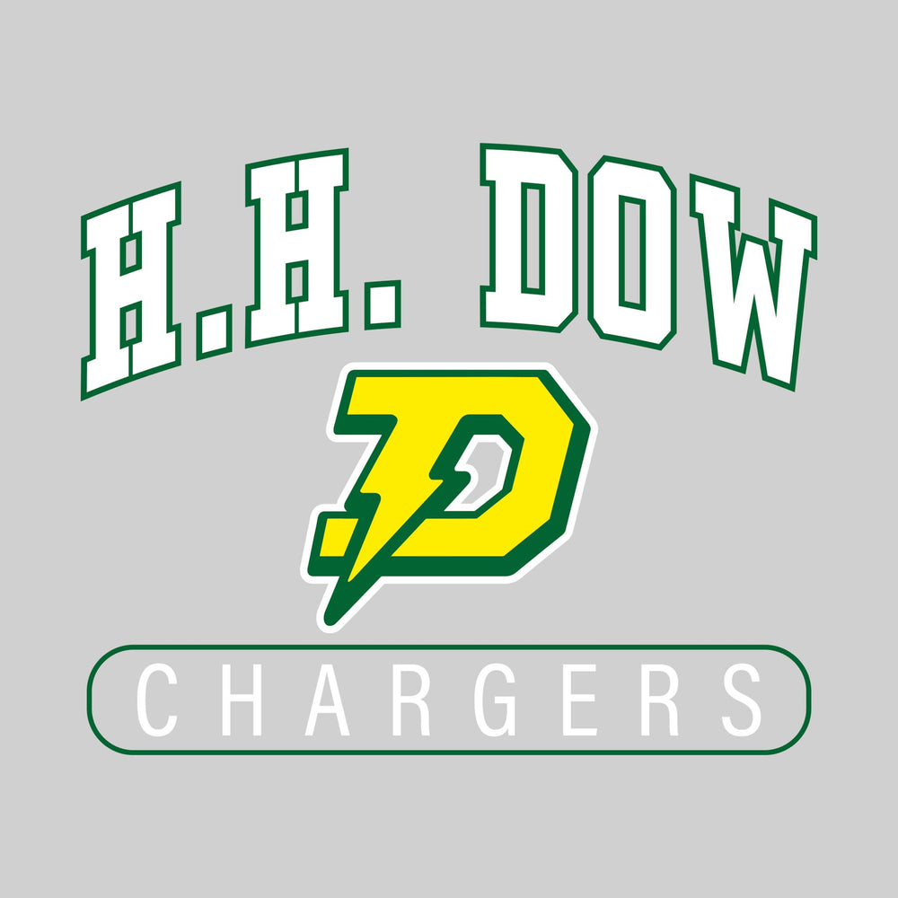 Midland Dow Chargers - Spirit Wear - Arched Outlined School Name Over Mascot