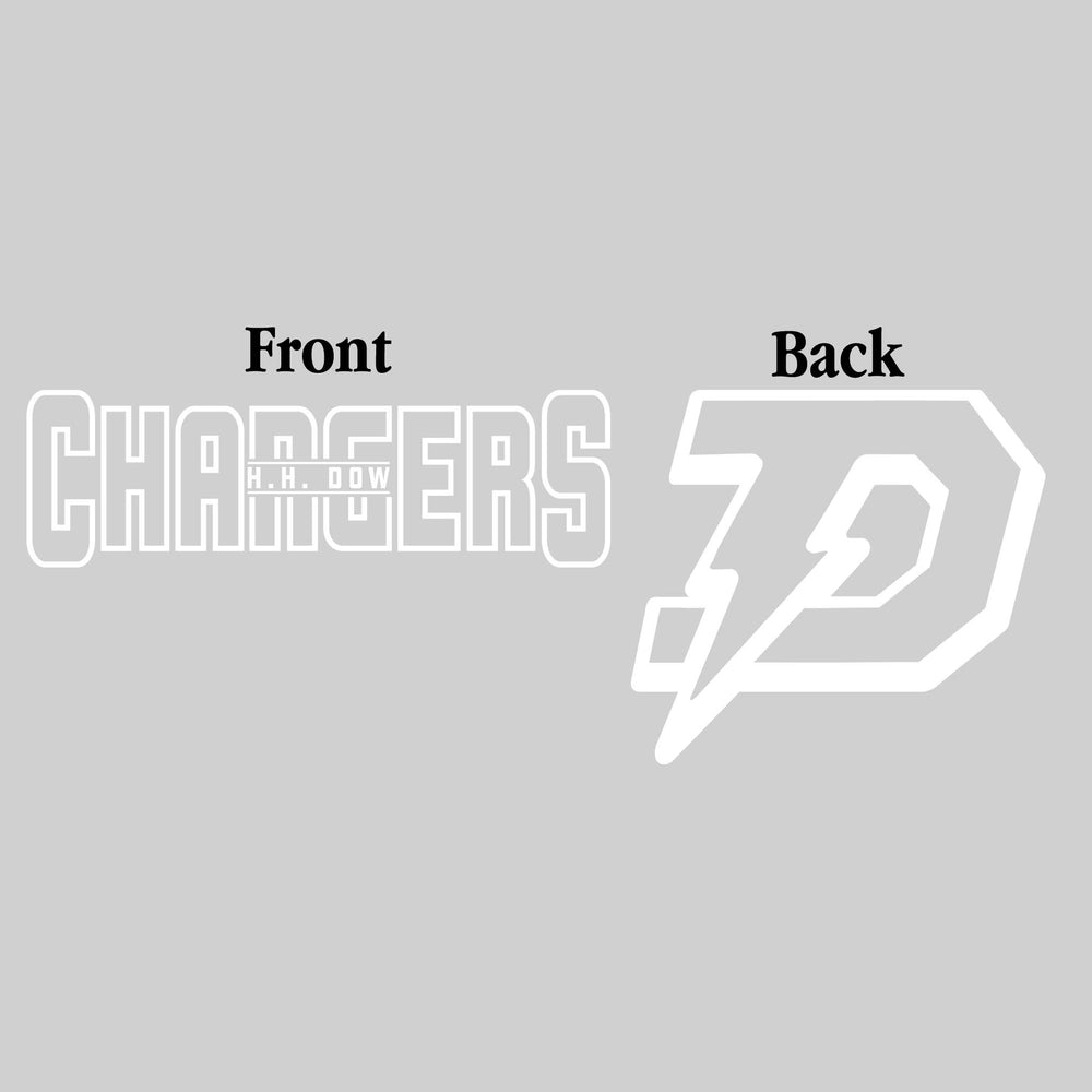 Midland Dow Chargers - Spirit Wear - Black & White - Mascot Name with Back Mascot