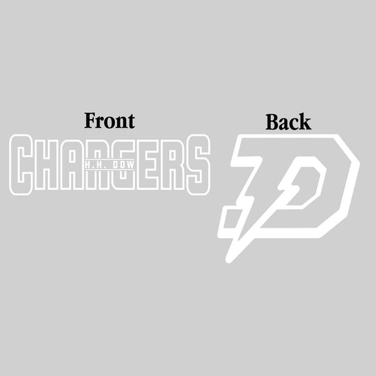 Midland Dow Chargers - Spirit Wear - Black & White - Mascot Name with Back Mascot
