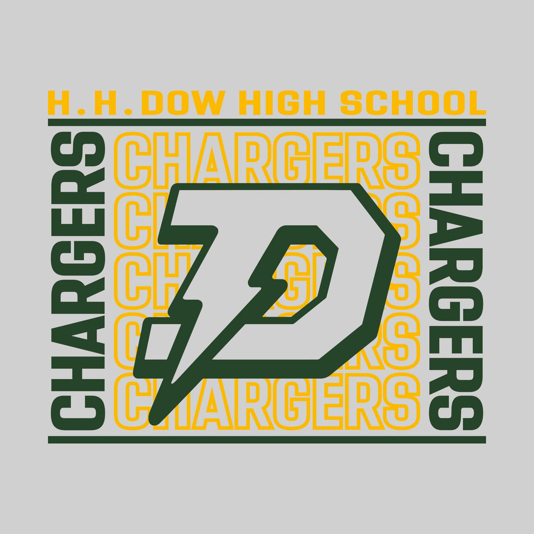 Midland Dow Chargers - Spirit Wear - Bracketed Repeating Outlined Chargers with Mascot