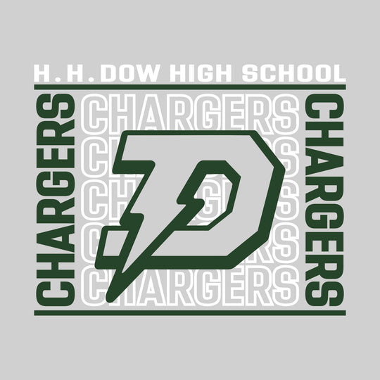 Midland Dow Chargers - Spirit Wear - Bracketed Repeating Outlined Chargers with Mascot