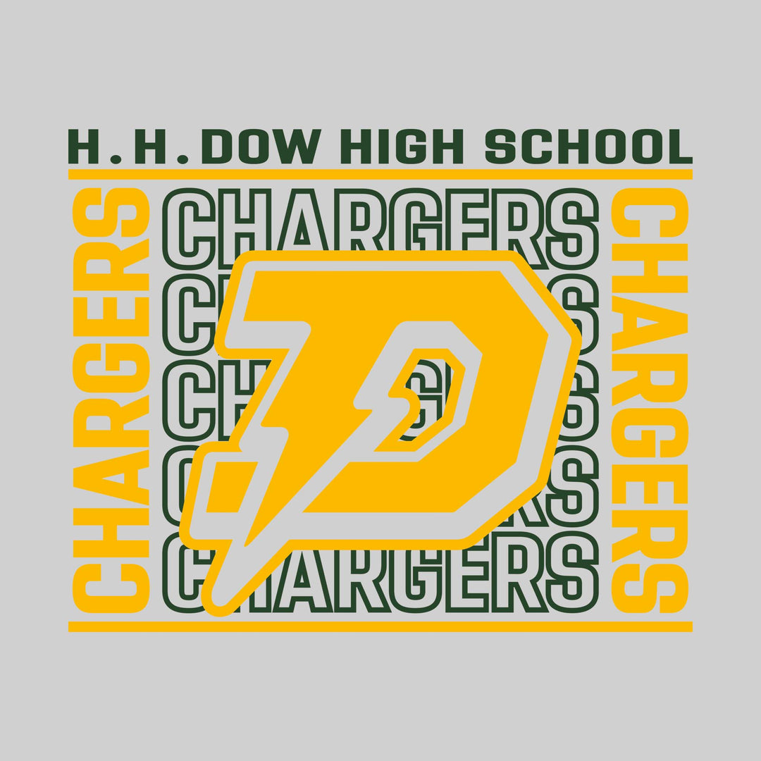 Midland Dow Chargers - Spirit Wear - Bracketed Repeating Outlined Chargers with Mascot
