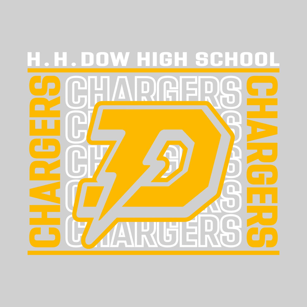 Midland Dow Chargers - Spirit Wear - Bracketed Repeating Outlined Chargers with Mascot