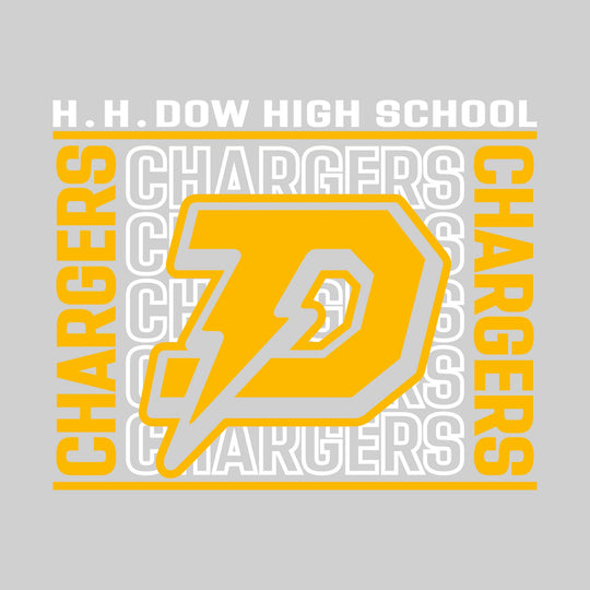 Midland Dow Chargers - Spirit Wear - Bracketed Repeating Outlined Chargers with Mascot