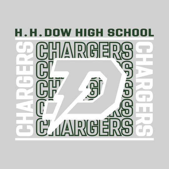 Midland Dow Chargers - Spirit Wear - Bracketed Repeating Outlined Chargers with Mascot