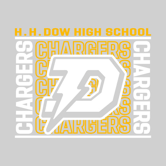 Midland Dow Chargers - Spirit Wear - Bracketed Repeating Outlined Chargers with Mascot