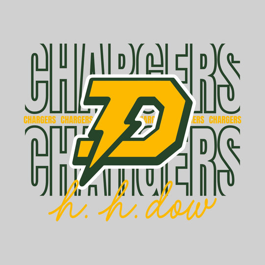 Midland Dow Chargers - Spirit Wear - Outlined Chargers with Cursive School Name