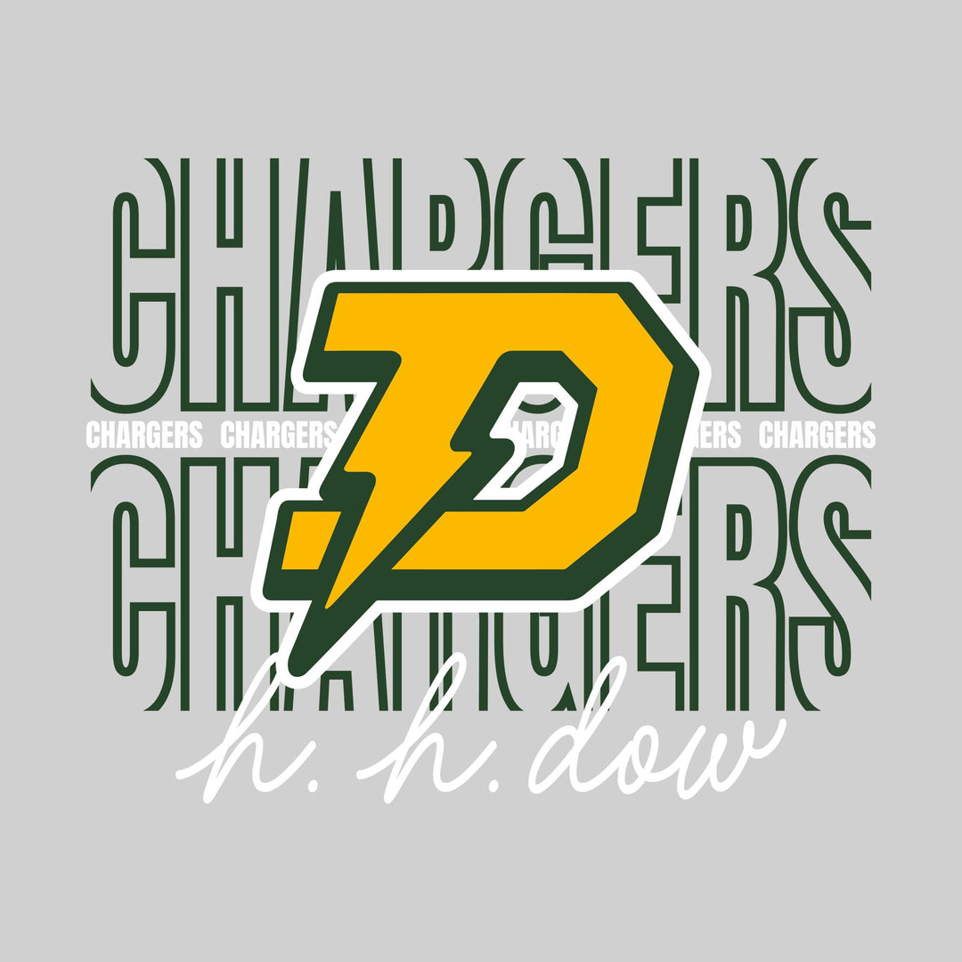 Midland Dow Chargers - Spirit Wear - Outlined Chargers with Cursive School Name