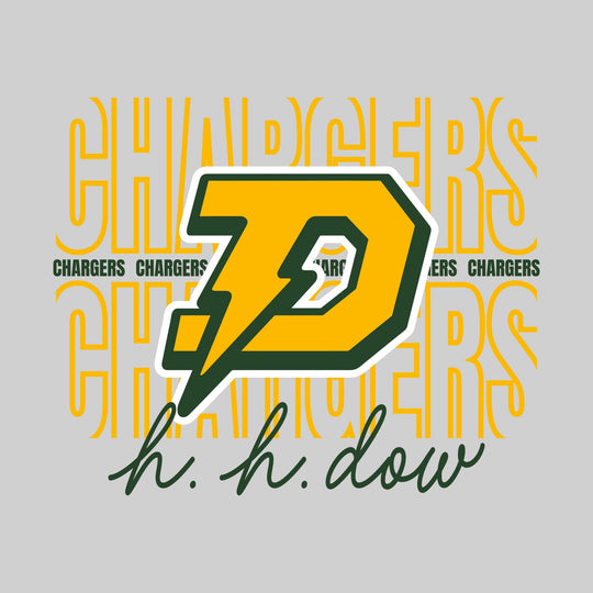 Midland Dow Chargers - Spirit Wear - Outlined Chargers with Cursive School Name