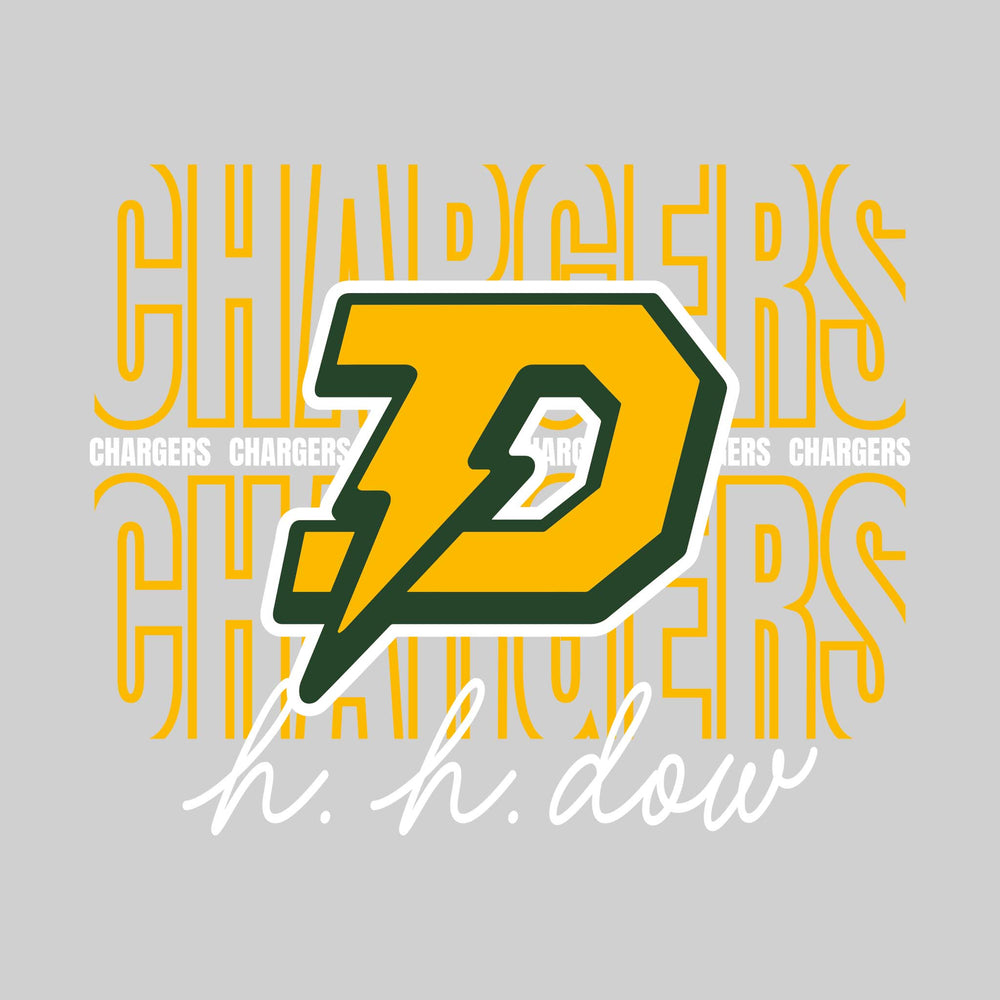 Midland Dow Chargers - Spirit Wear - Outlined Chargers with Cursive School Name