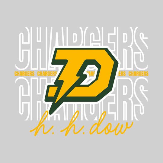 Midland Dow Chargers - Spirit Wear - Outlined Chargers with Cursive School Name