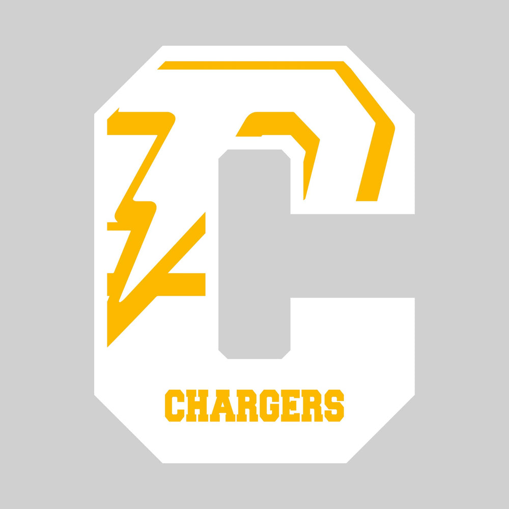 Midland Dow Chargers - Spirit Wear - Oversized Letter with Mascot Inset