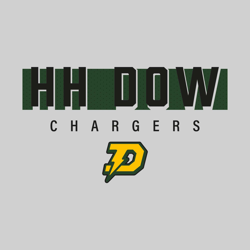 Midland Dow Chargers - Spirit Wear - School Name with Cutout Shadow and Mascot