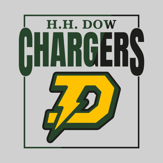 Midland Dow Chargers - Spirit Wear - Split-Color Boxed School Name with Mascot