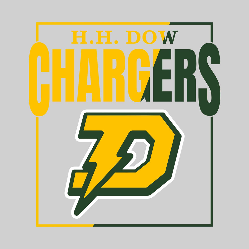 Midland Dow Chargers - Spirit Wear - Split-Color Boxed School Name with Mascot